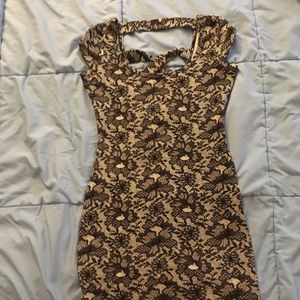 Lace print bodycon dress